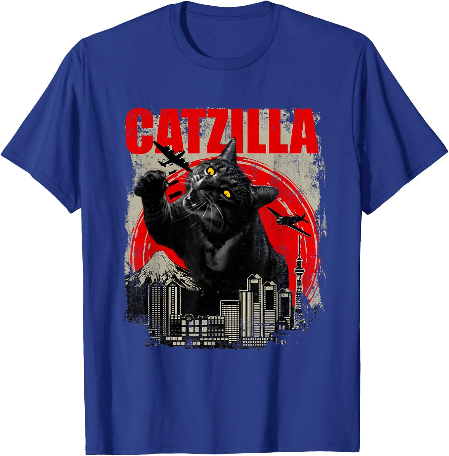 Catzilla - Funny Cat Lover Kitten Kitty Short Sleeve Small T-Shirt - T-Shirt | Royal