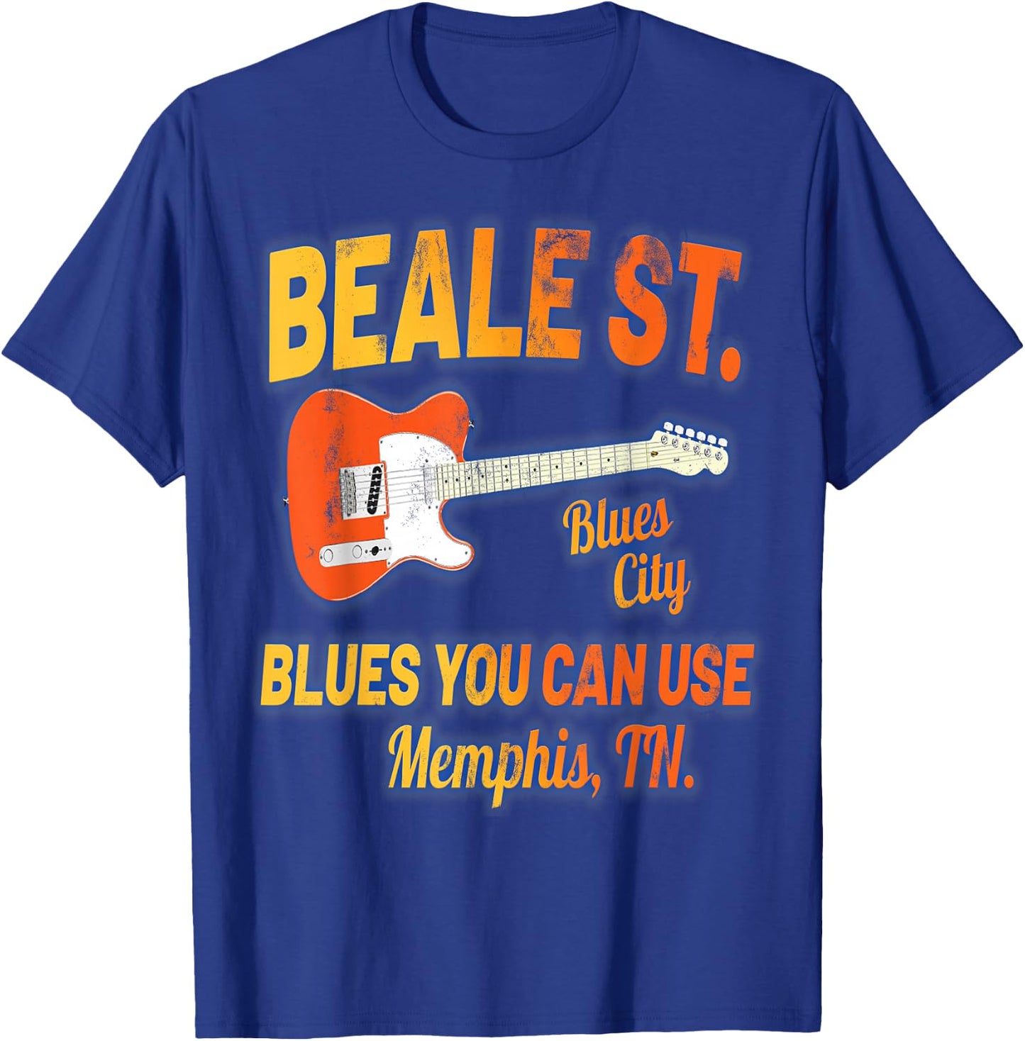 Distressed Beale Street Blues Music Memphis Tennessee T-Shirt - T-Shirt | Royal