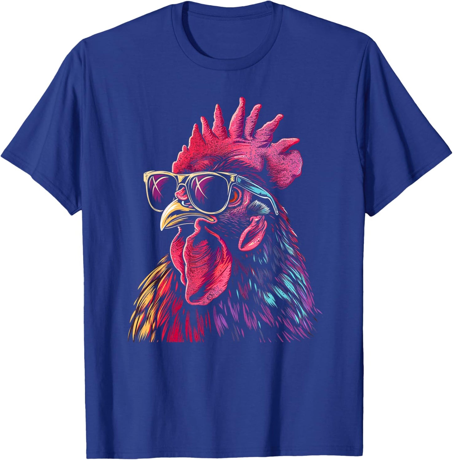 Chicken Rooster Sunglasses Funny Chicken Farmer Farmer T-Shirt - T-Shirt | Royal