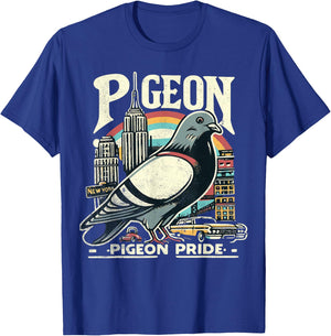 Pigeon NYC Bird Pride New Yorker Pigeon Enjoying NY Pizza T-Shirt - T-Shirt | Royal