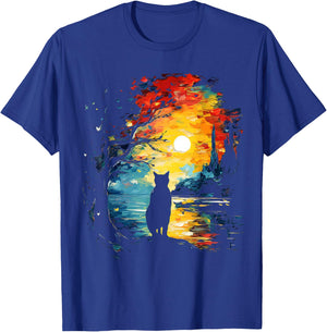 Cat Art Animal Painting Print Graphic Motif Cat T-Shirt - T-Shirt | Royal