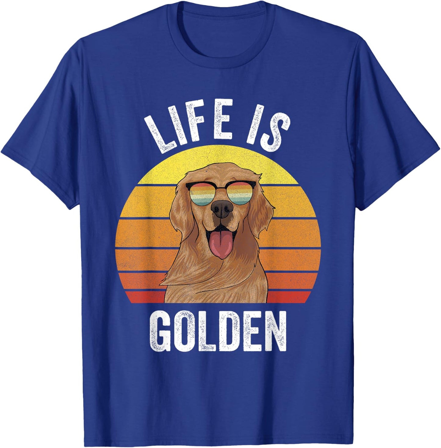 Retro Life Is Golden Shirt Golden Retriever Gifts Funny Dog T-Shirt - T-Shirt | Royal