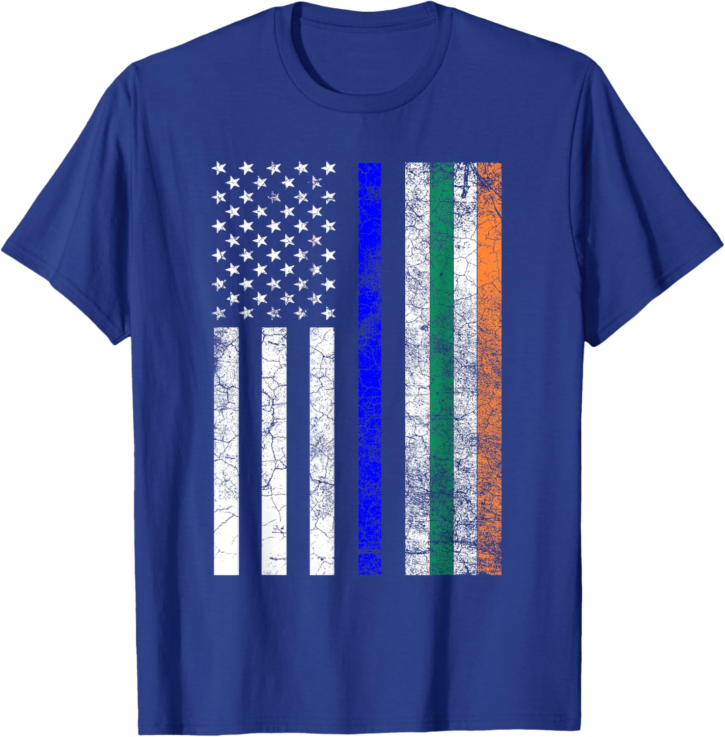 Irish American Flag Thin Blue Line Police St Patrick's Day T-Shirt - T-Shirt | Royal