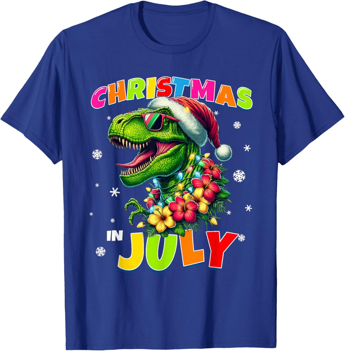 Funny Christmas In July T-Rex Dinosaur Boys Summer Men Women T-Shirt - T-Shirt | Royal