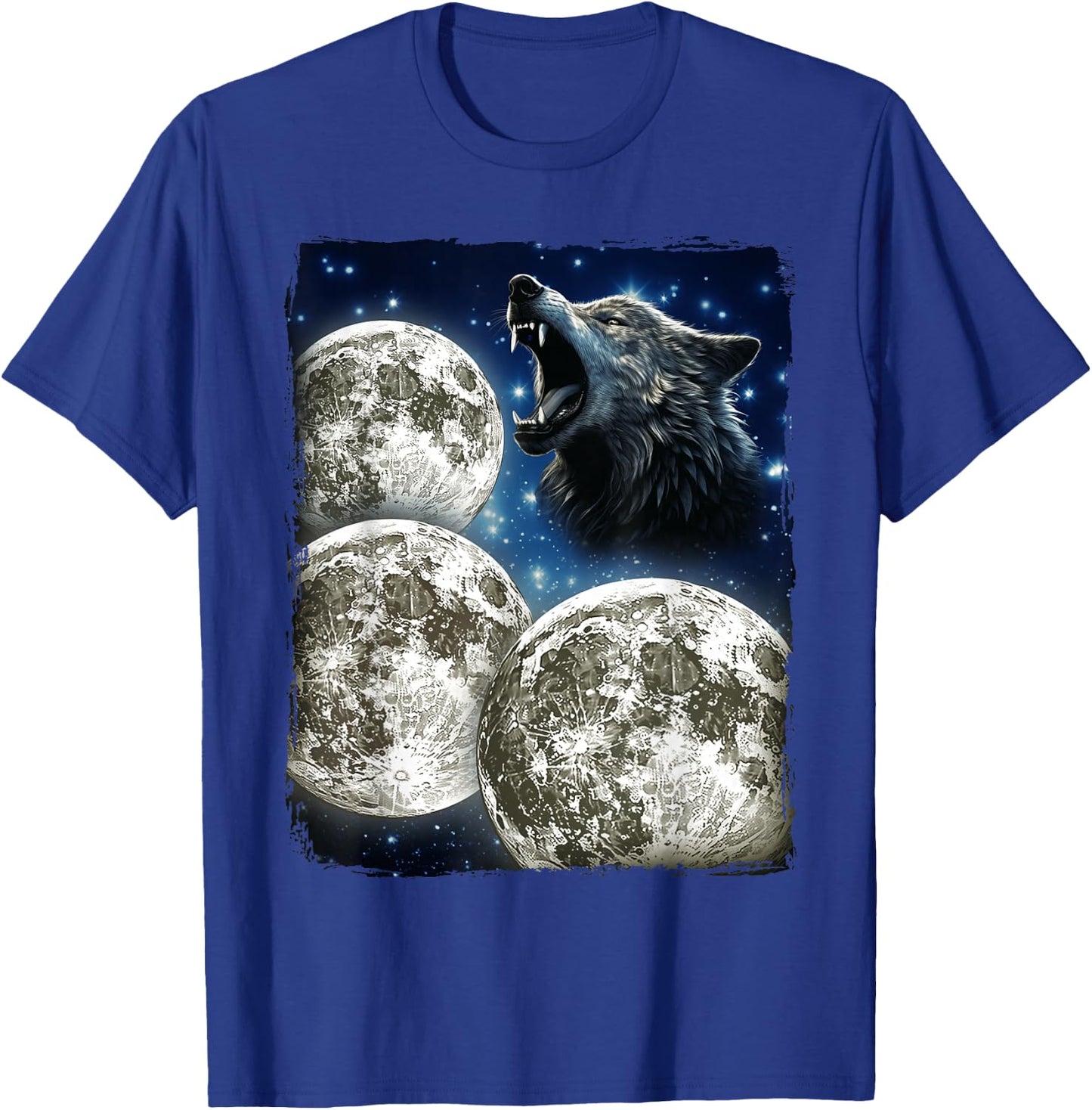 Three Moons Howling At Wolf T-Shirt - T-Shirt | Royal