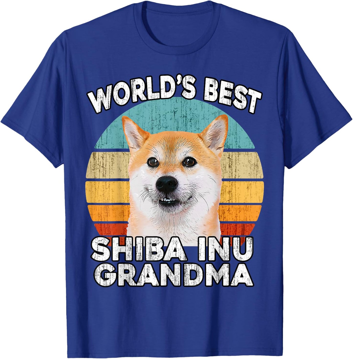 Shiba Inu Grandma Funny Worlds Best Shiba Grandma Dog Retro T-Shirt - T-Shirt | Royal