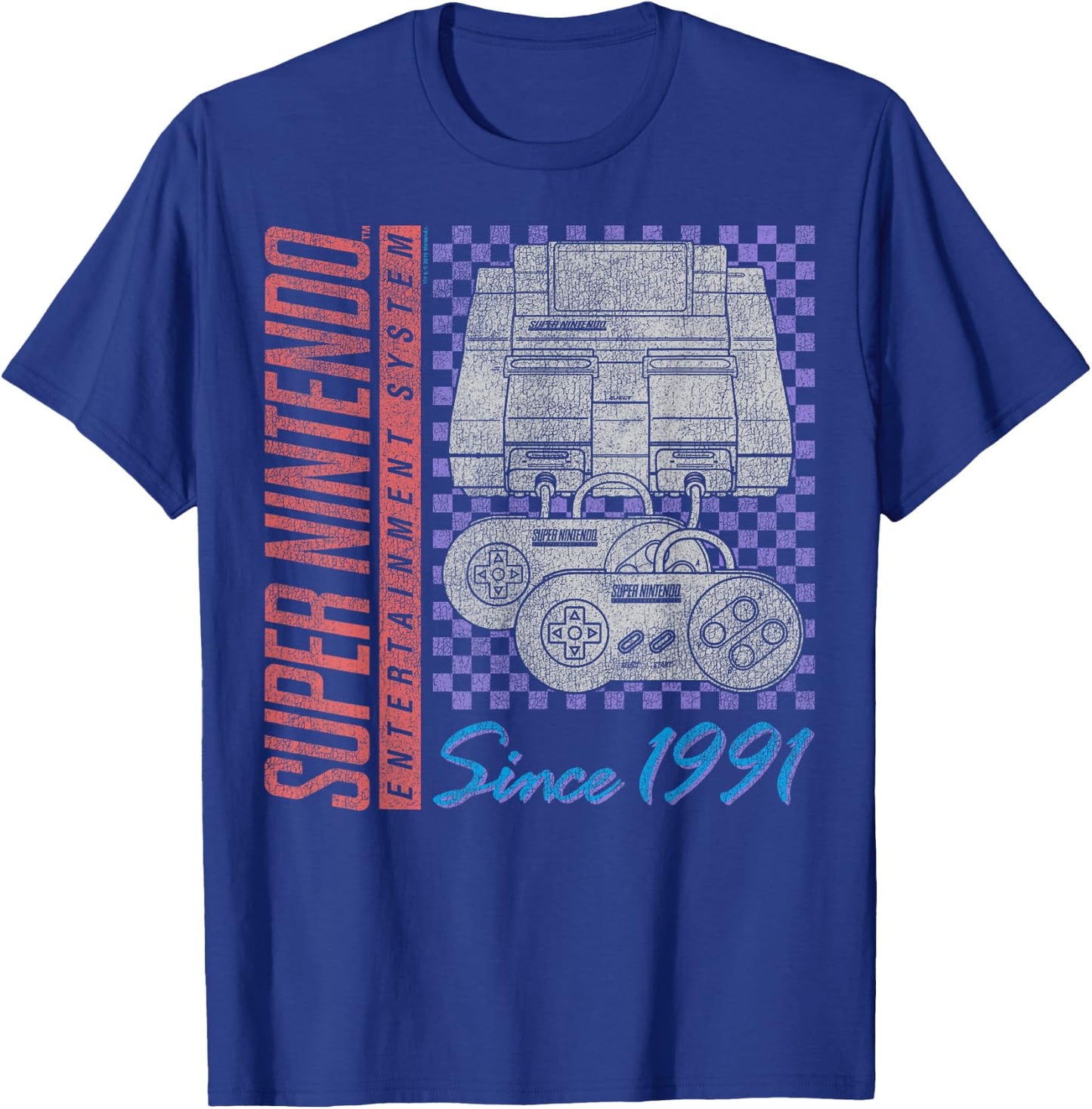 Super Nintendo Entertainment System Retro Faded 1991 Logo T-Shirt - T-Shirt | Royal