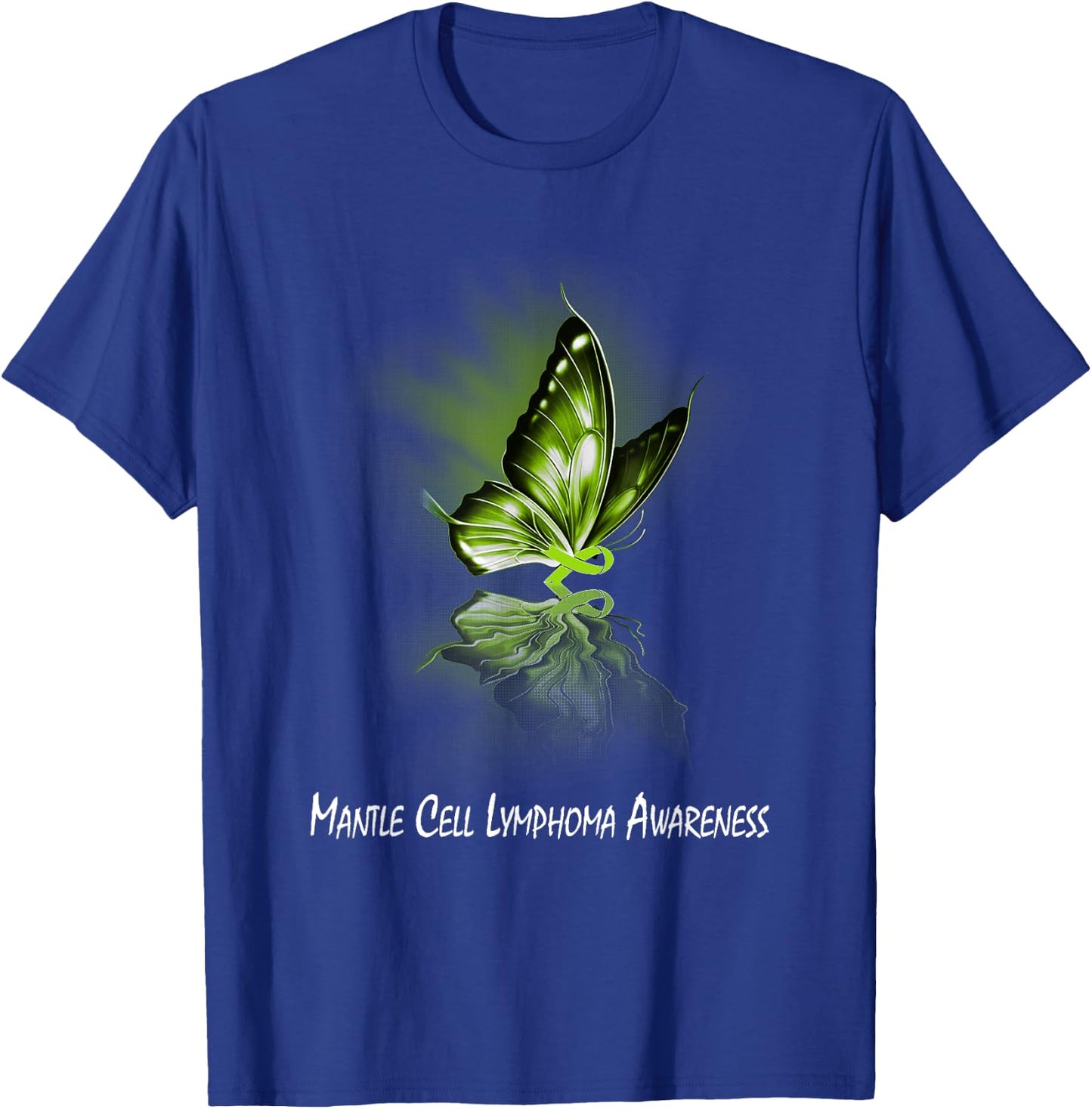 Butterfly Ribbon Mantle Cell Lymphoma Awareness T-Shirt - T-Shirt | Royal