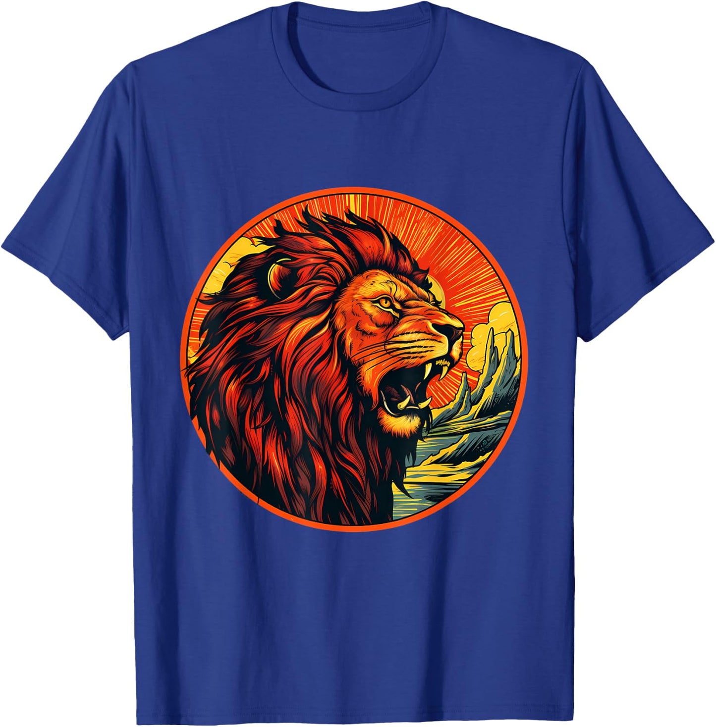 Lion Colorful Sunset Wildlife Safari African Animal Lovers T-Shirt - T-Shirt | Royal