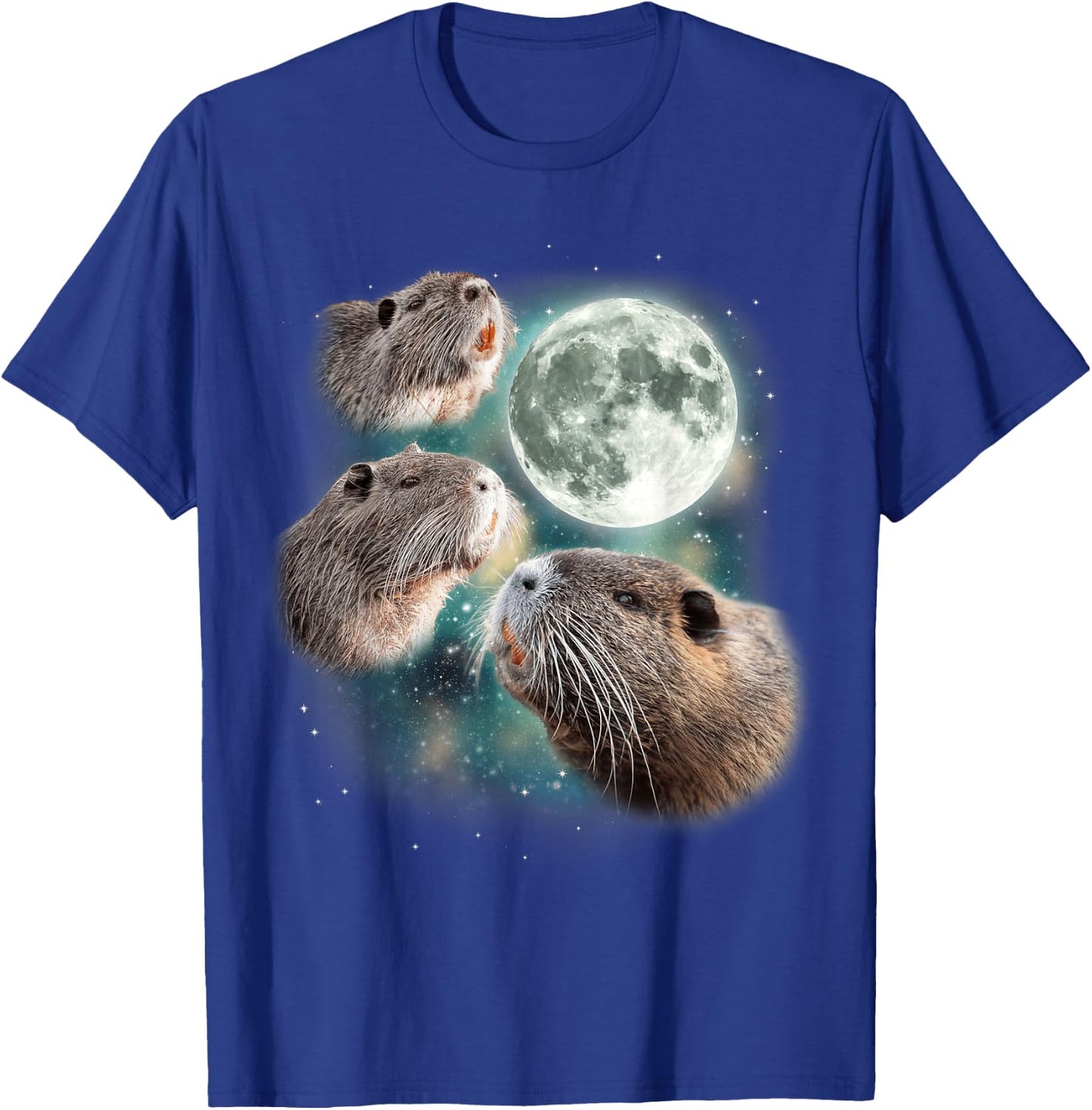 Three Beavers Moon | Funny 3 Rodents Howling At Moon Parody T-Shirt - T-Shirt | Royal