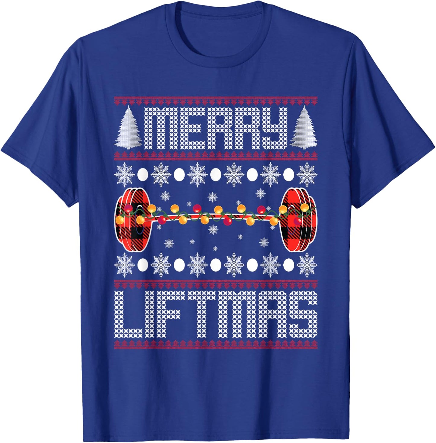 Xmas Apparel Merry Liftmas Christmas Gym Workout Weightlifting Fitness T-Shirt - T-Shirt | Royal