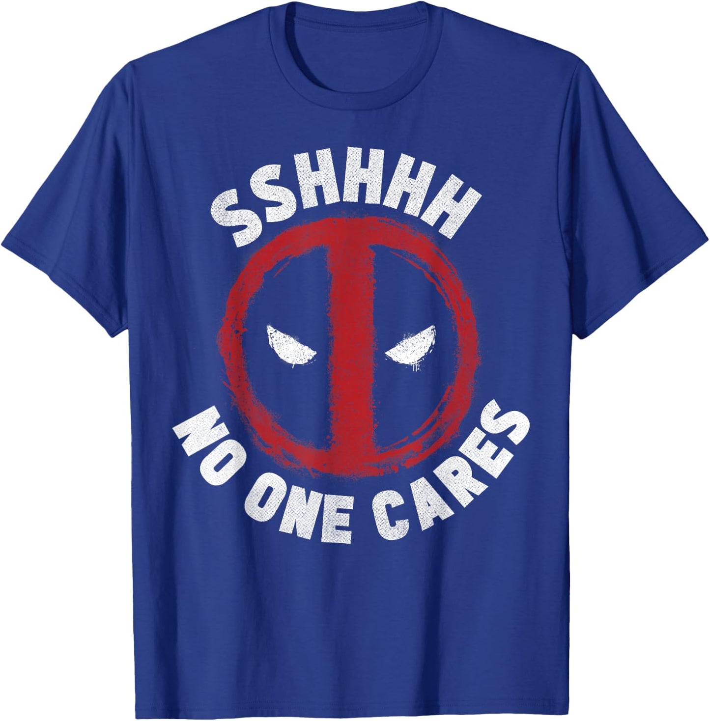 Marvel Deadpool Sshhhh No One Cares Logo T-Shirt - T-Shirt | Royal