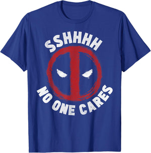 Marvel Deadpool Sshhhh No One Cares Logo T-Shirt - T-Shirt | Royal