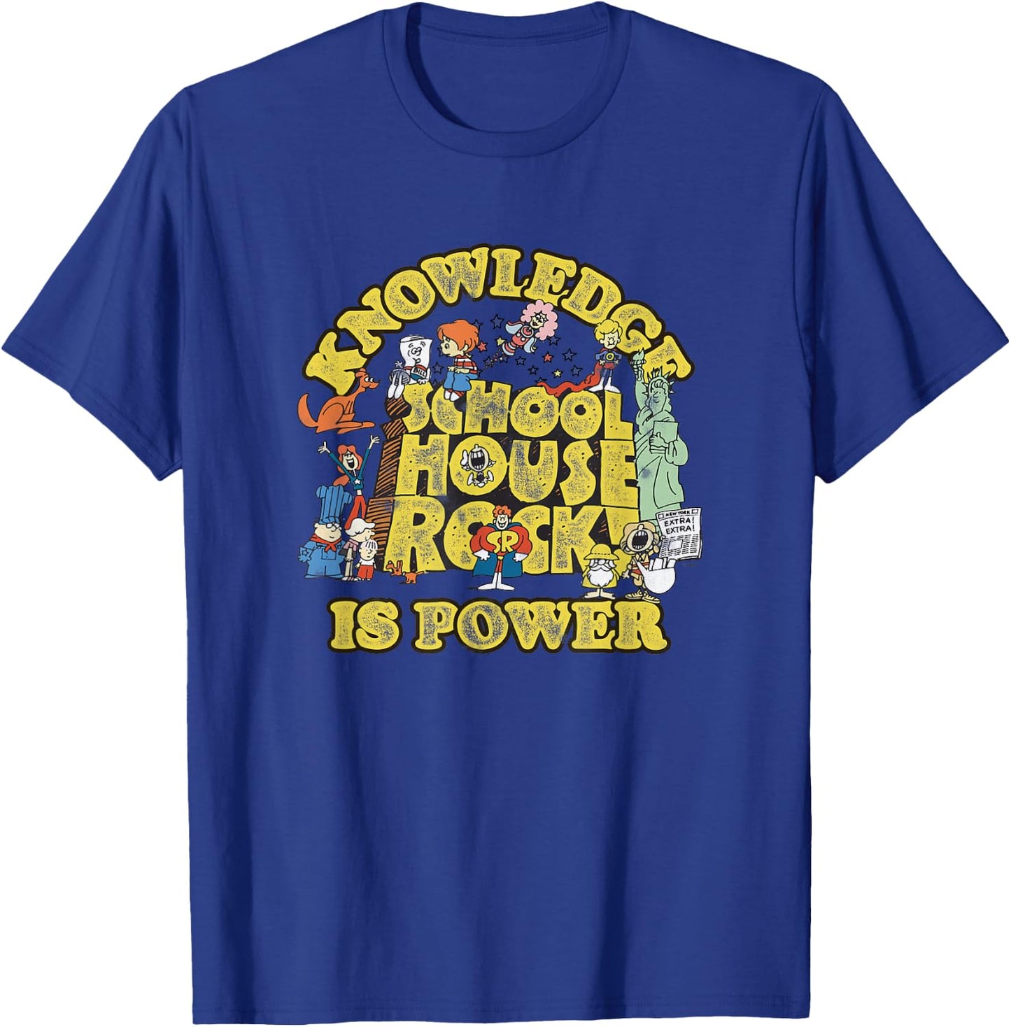 Schoolhouse Rock Knowledge is Power Logo Vintage TV Show T-Shirt - T-Shirt | Royal