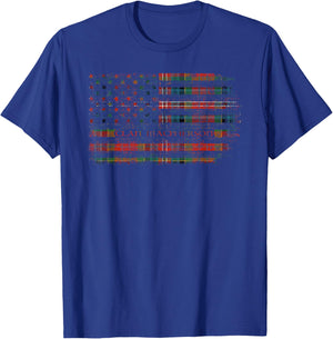 Clan MacPherson Scottish tartan US flag kilt Scotland T-Shirt - T-Shirt | Royal