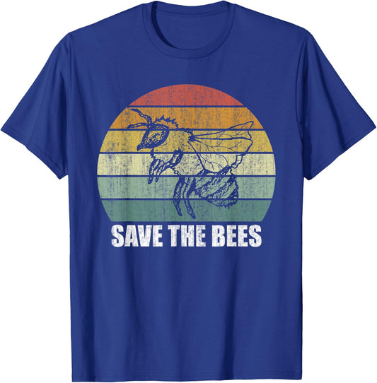 Retro Save The Bees Shirt Funny Bee Lover Gifts Bee Kind T-Shirt - T-Shirt | Royal