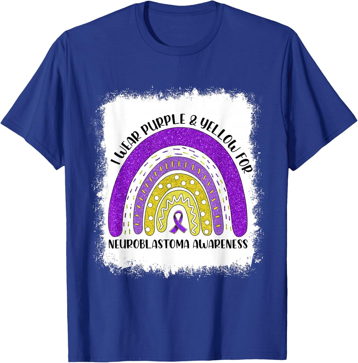 Rainbow I Wear Gold For Neuroblastoma Awareness Month T-Shirt - T-Shirt | Royal