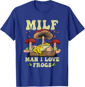 M I L F Man I Love Frogs Vintage Frog And Fungi Mushroom T-Shirt - T-Shirt | Royal