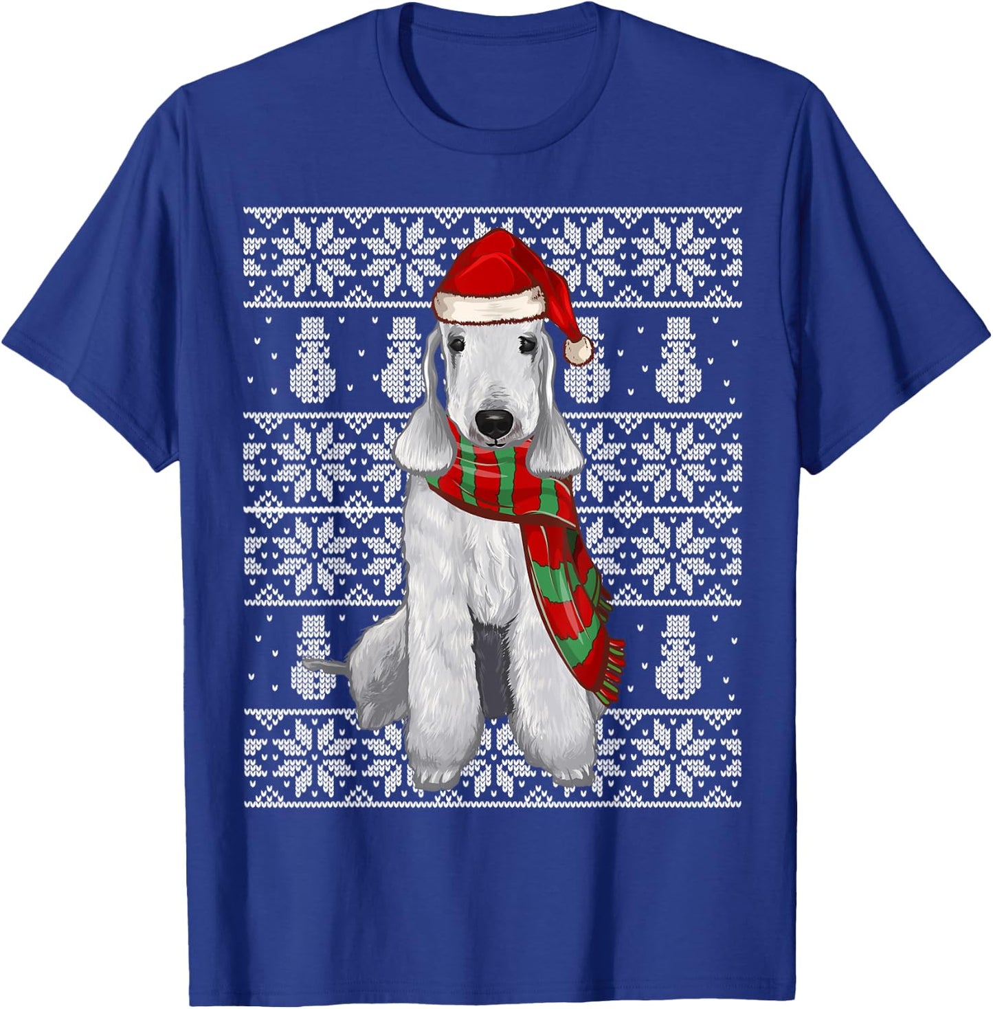 Santa Hat Xmas Bedlington Terrier Ugly Christmas T-Shirt - T-Shirt | Royal