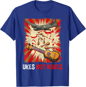 Ukes Not Nukes | Ukulele Guitar Music Musician Gift T-Shirt - T-Shirt | Royal