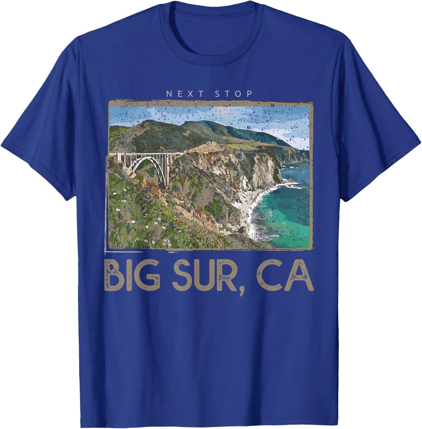 Big Sur, CA Next Stop Vintage T-Shirt - T-Shirt | Royal