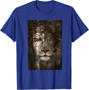 Jesus and lion Christian Gifts T-Shirt - T-Shirt | Royal