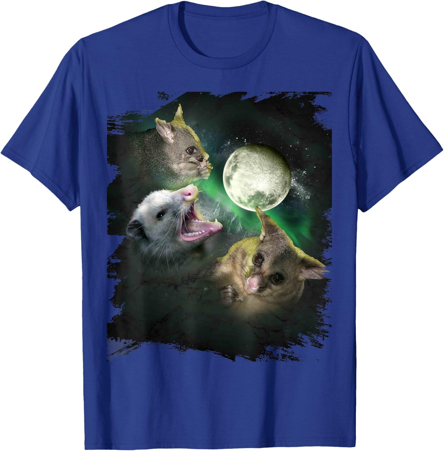 3 Three Possum Opossum Moon, Wolf Howling T-Shirt - T-Shirt | Royal