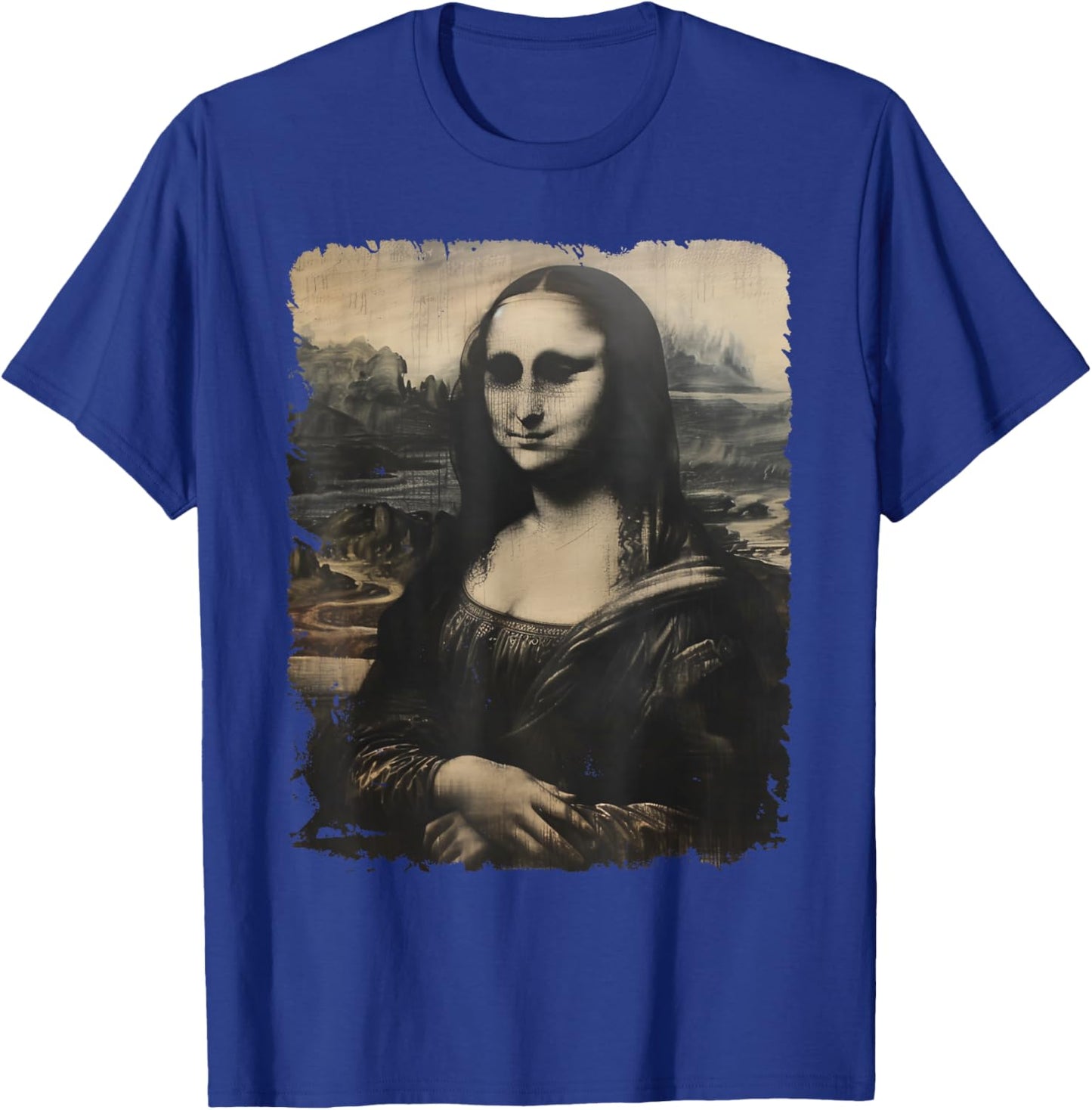 Scary Mona Lisa Creepy Halloween Portrait Men Women T-Shirt - T-Shirt | Royal