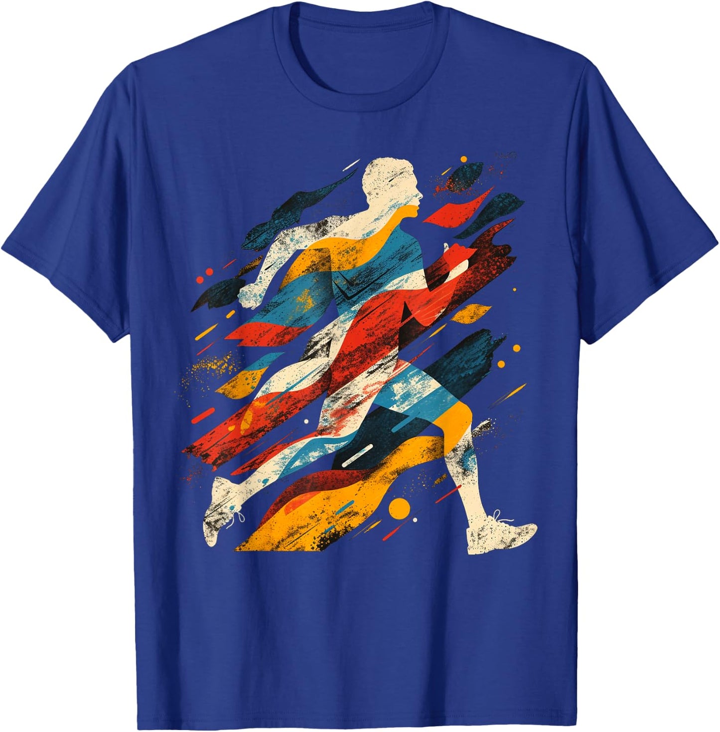 Artsy Cross country runner on Abstract Art Running T-Shirt - T-Shirt | Royal