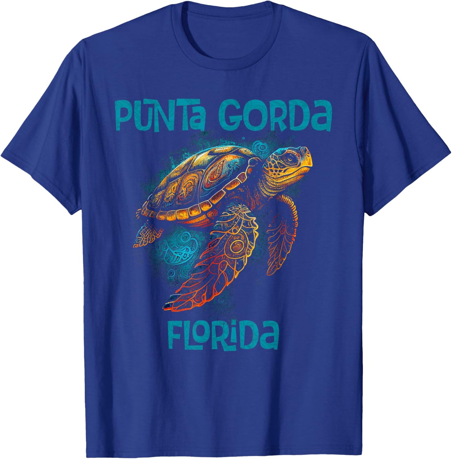 Punta Gorda Florida FL Retro Vintage Beach Sea Turtle T-Shirt - T-Shirt | Royal