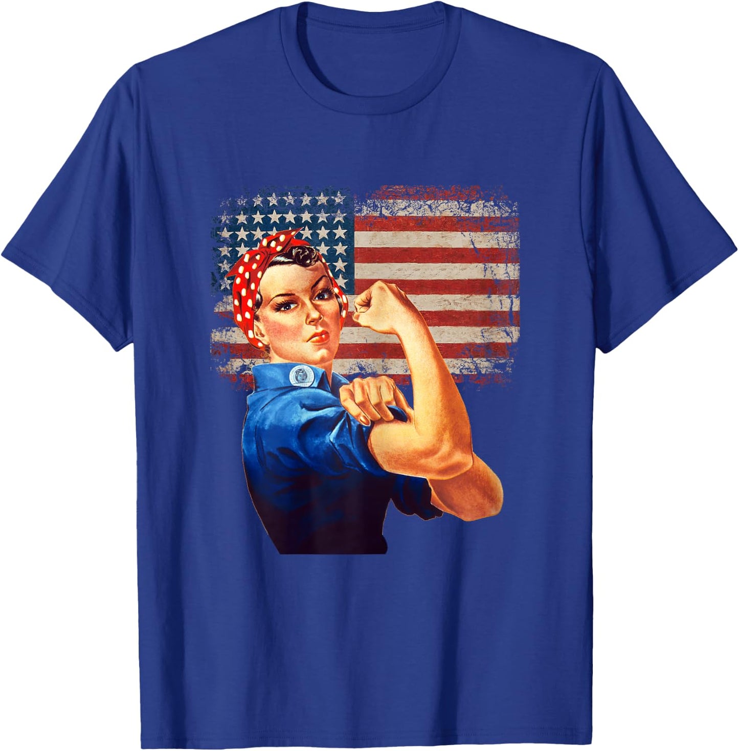 Rosie The Riveter American Flag US Flag T-Shirt - T-Shirt | Royal