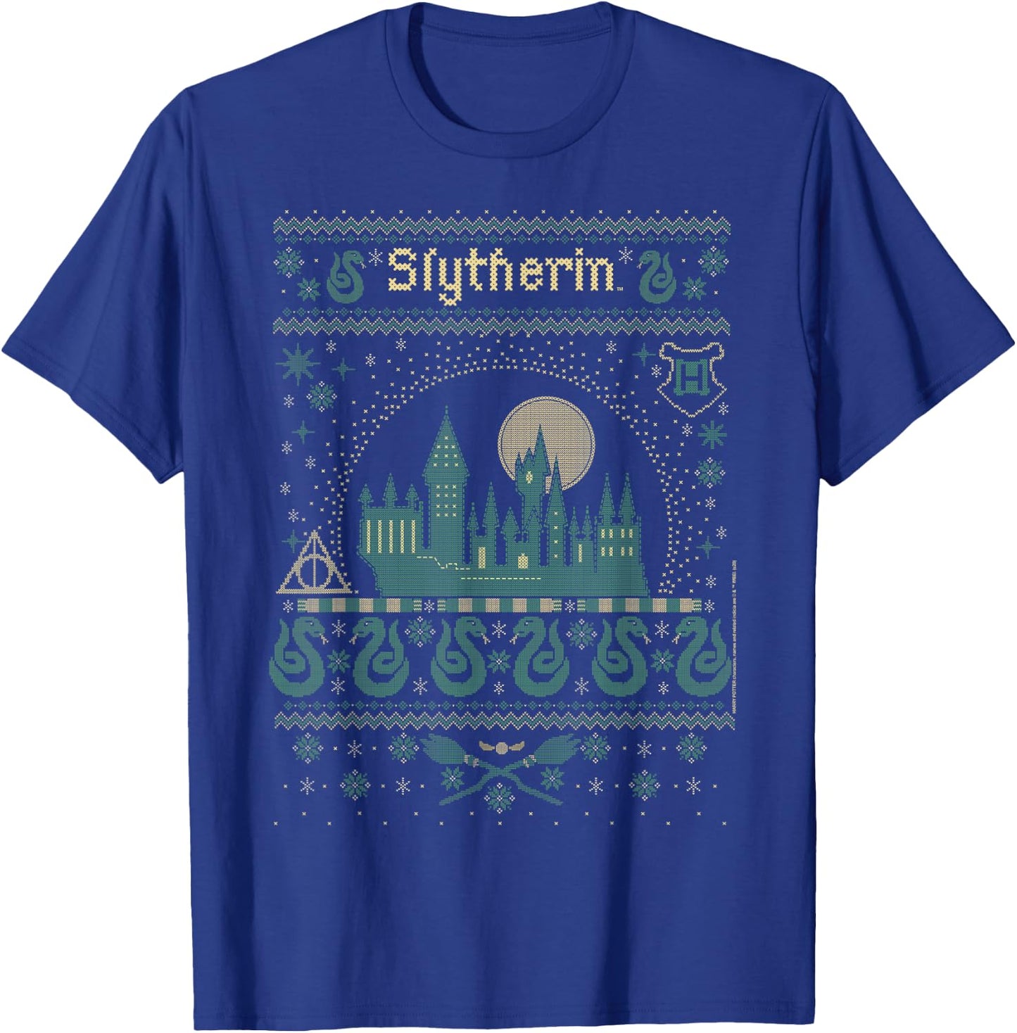 Harry Potter Christmas Slytherin Ugly Sweater T-Shirt - T-Shirt | Royal