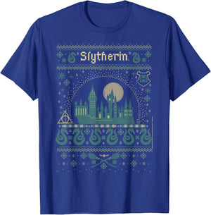 Harry Potter Christmas Slytherin Ugly Sweater T-Shirt - T-Shirt | Royal