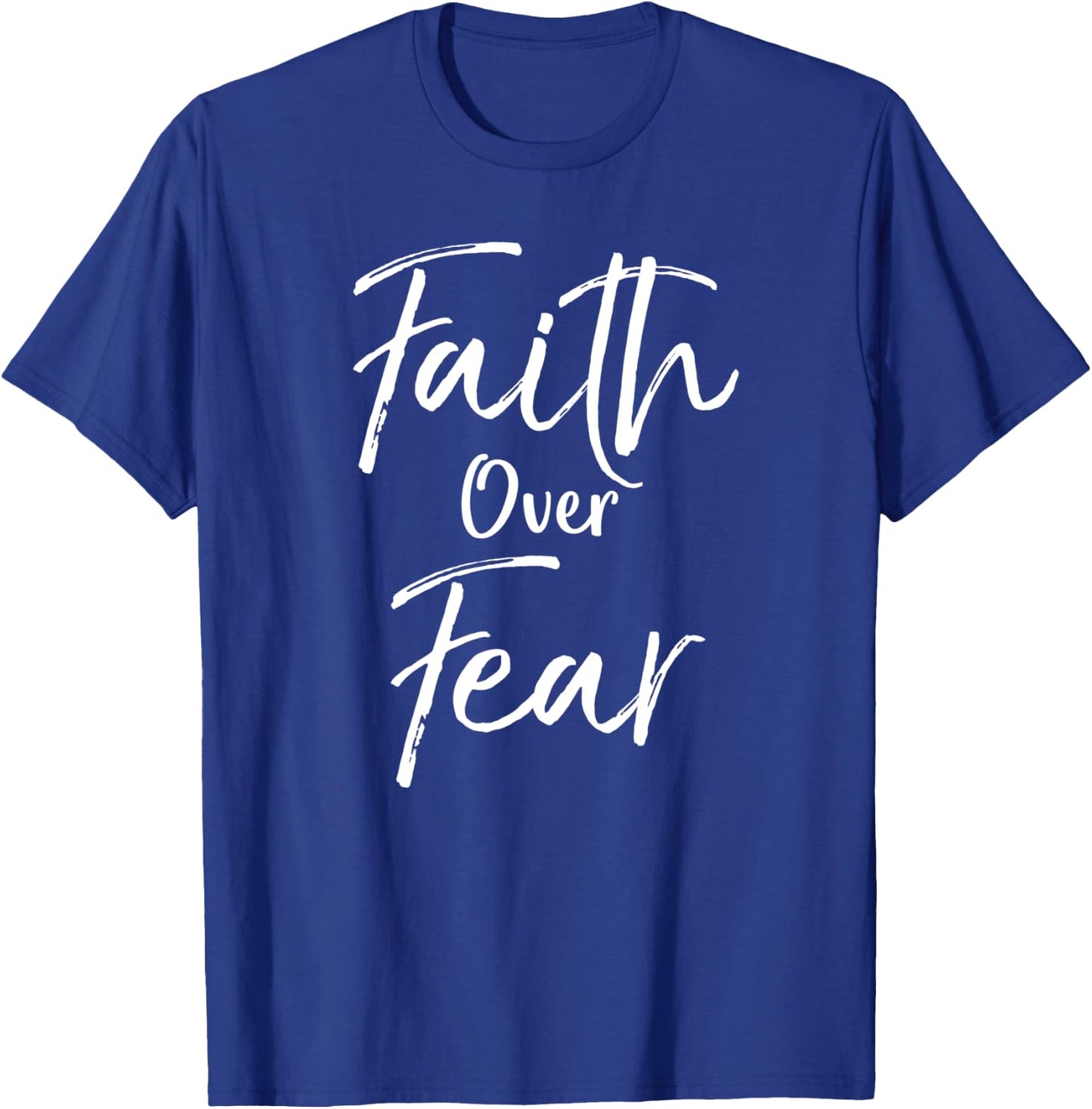 Cute Christian Quote Jesus Gift Faith Over Fear T-Shirt - T-Shirt | Royal