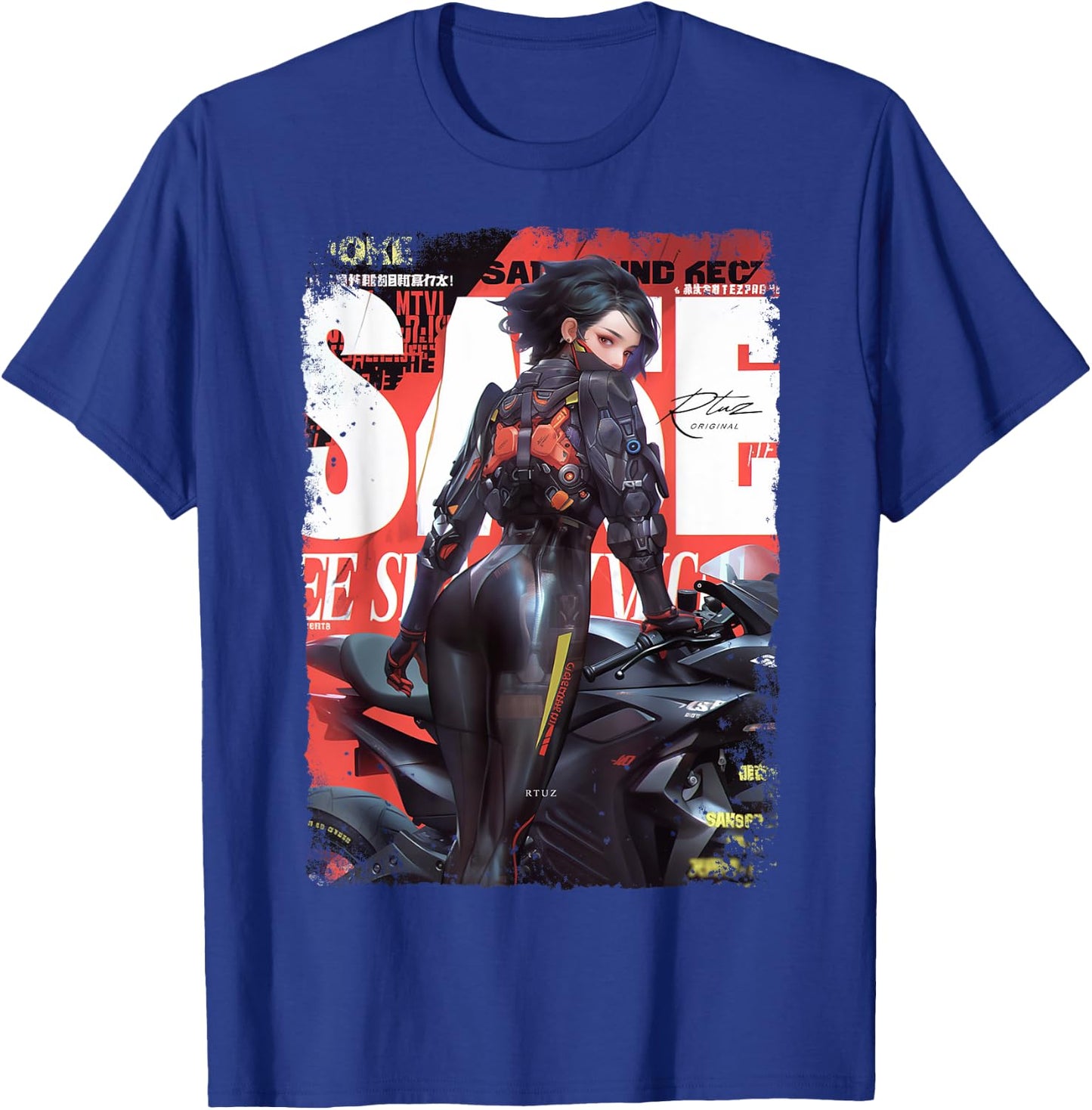 Supersport bike Superbike Pin-up girl racing motorcycle T-Shirt - T-Shirt | Royal