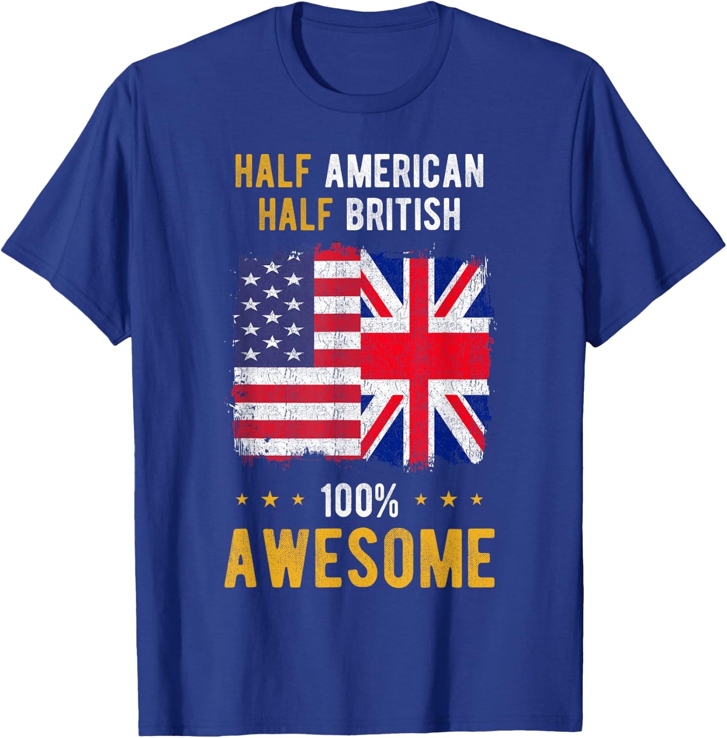 American Great Britain Flag - Half American Half British T-Shirt - T-Shirt | Royal