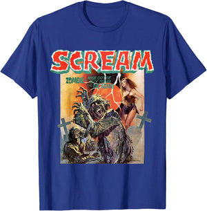 Zombie Vintage Movie Horror Poster Comic Book Graphic T-Shirt - T-Shirt | Royal