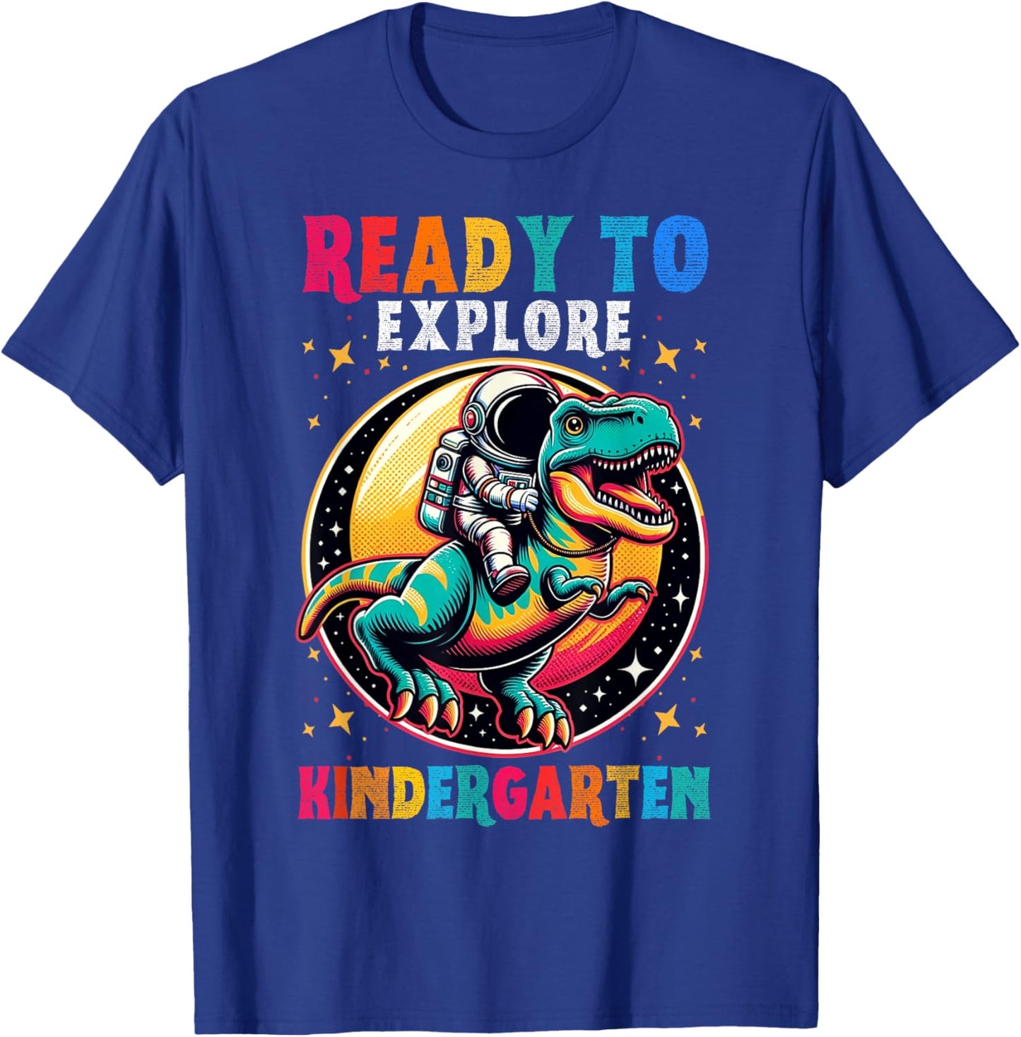 Kids Back to School Kindergarten Astronaut Dinosaur boys T-Shirt - T-Shirt | Royal
