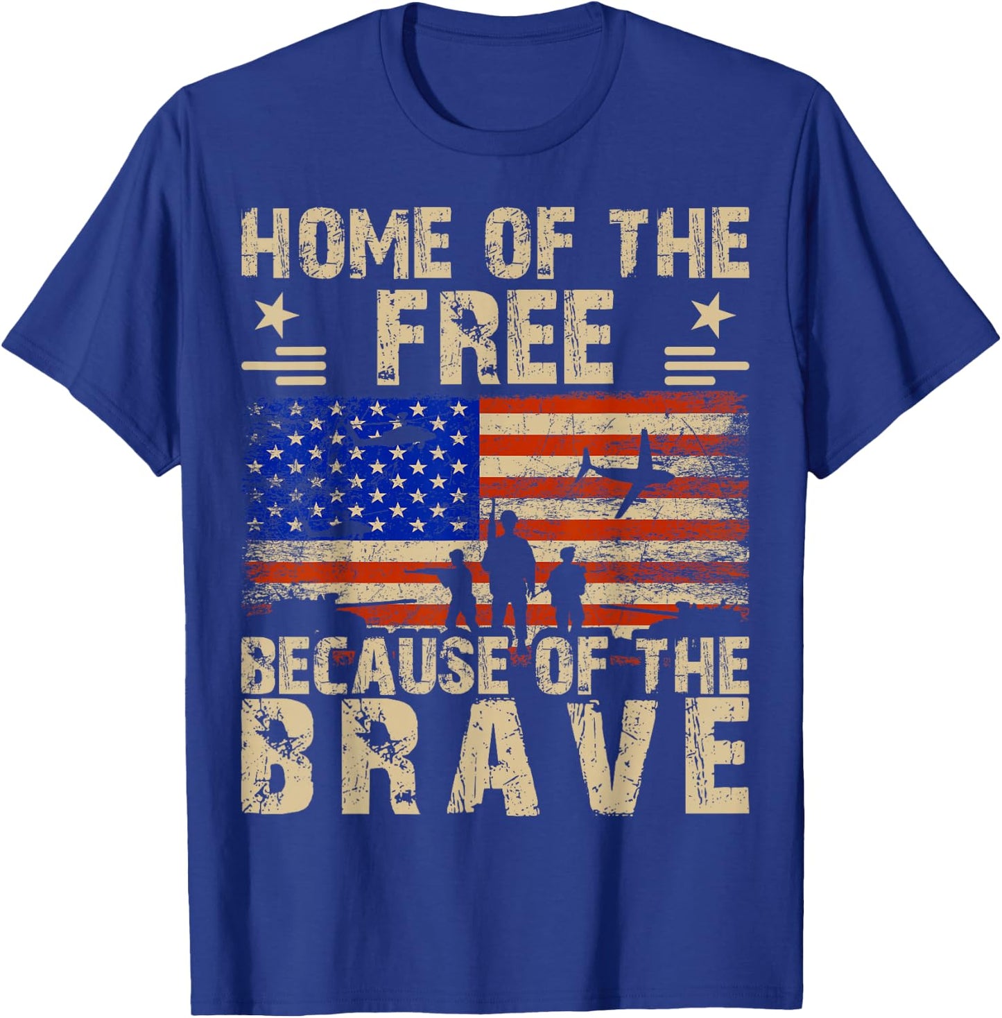 4th of July USA Flag - Home of the Free because of the Brave T-Shirt - T-Shirt | Royal