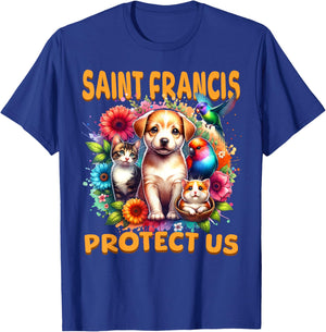 St Francis of Assisi Patron Saint of Animals Cute Catholic T-Shirt - T-Shirt | Royal