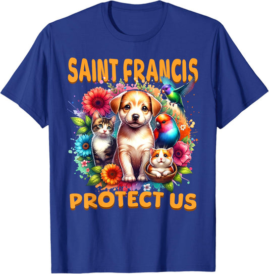 St Francis of Assisi Patron Saint of Animals Cute Catholic T-Shirt - T-Shirt | Royal