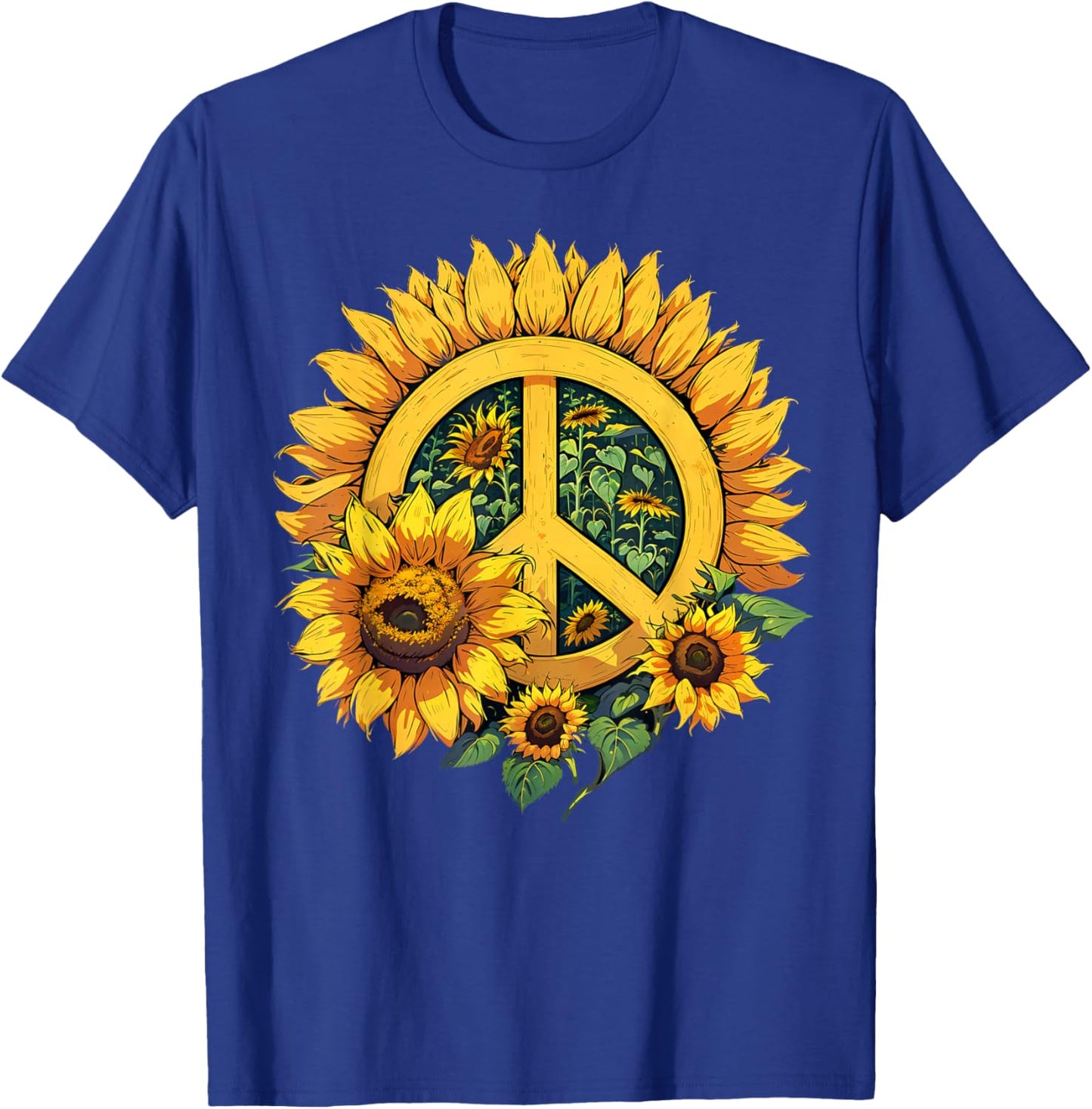 Sunflower Peace Sign T-Shirt - T-Shirt | Royal