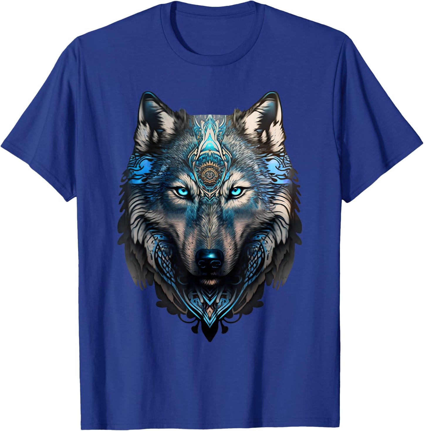 Wolf Majestic Native American Style Grey Wolf & Animal Lover T-Shirt - T-Shirt | Royal