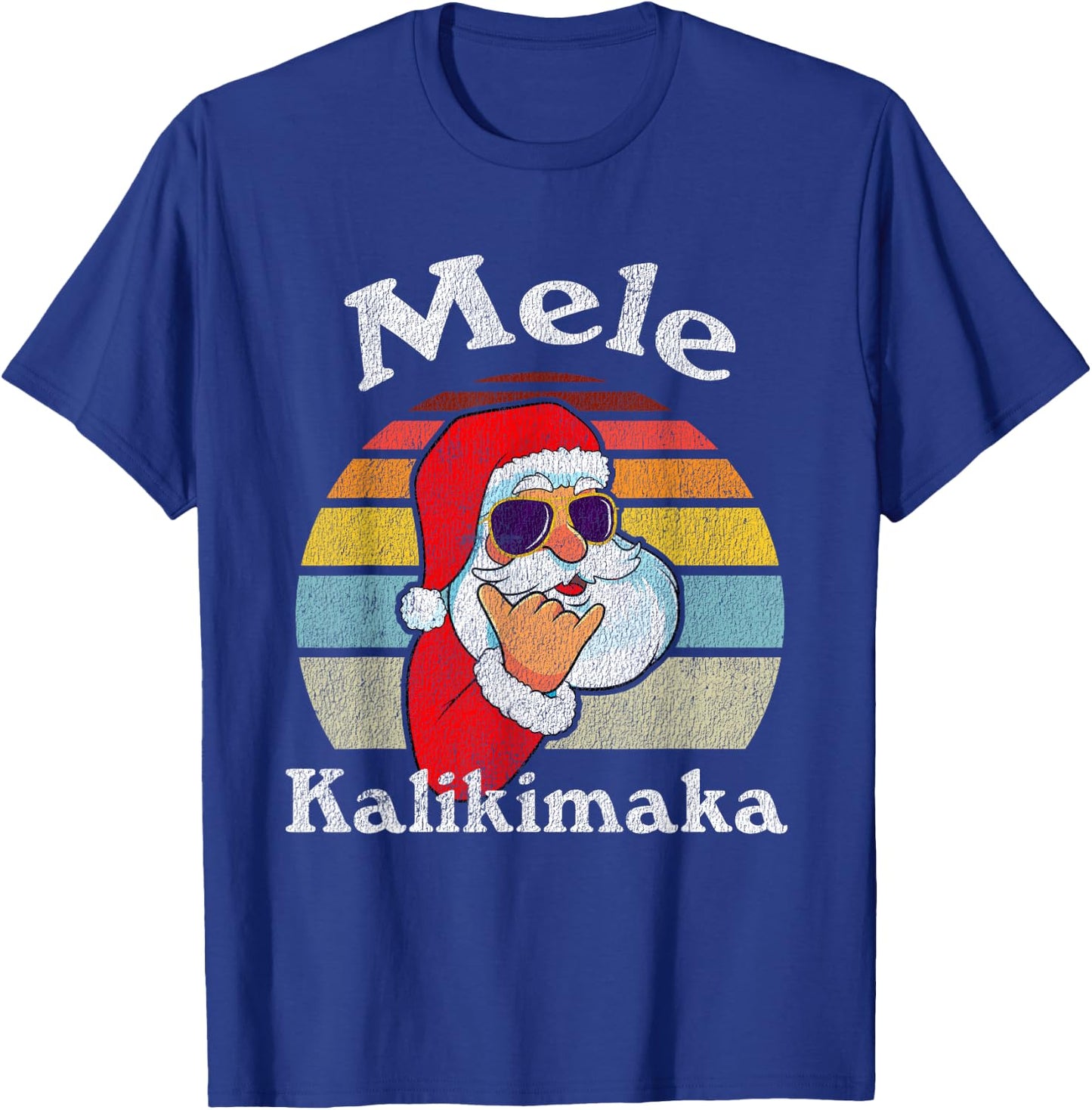 Mele Kalikimaka Retro Christmas Santa Shaka Hawaii Short Sleeve T-Shirt - T-Shirt | Royal