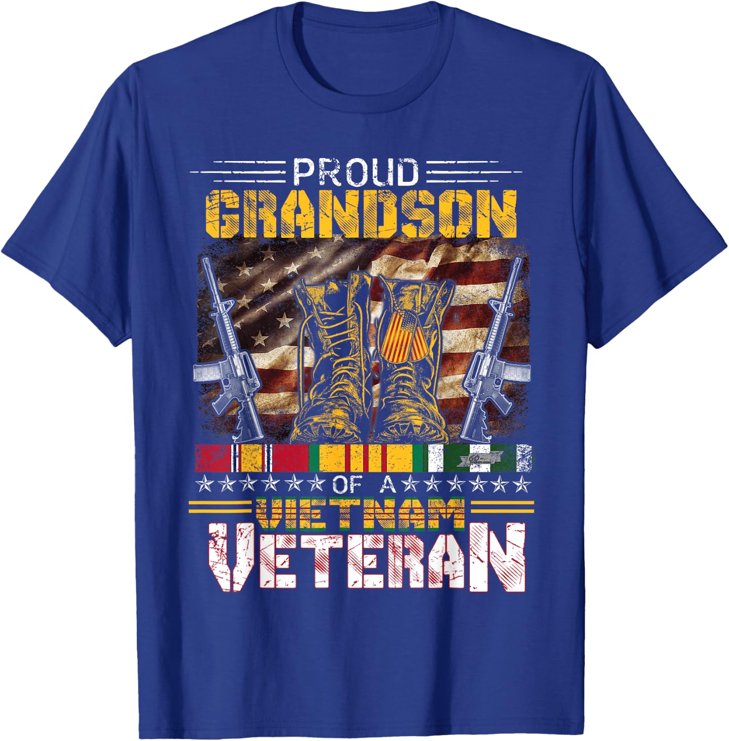 Proud Grandson Of A Vietnam Veteran Shirt | Vietnam War Vet T-Shirt - T-Shirt | Royal