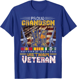 Proud Grandson Of A Vietnam Veteran Shirt | Vietnam War Vet T-Shirt - T-Shirt | Royal