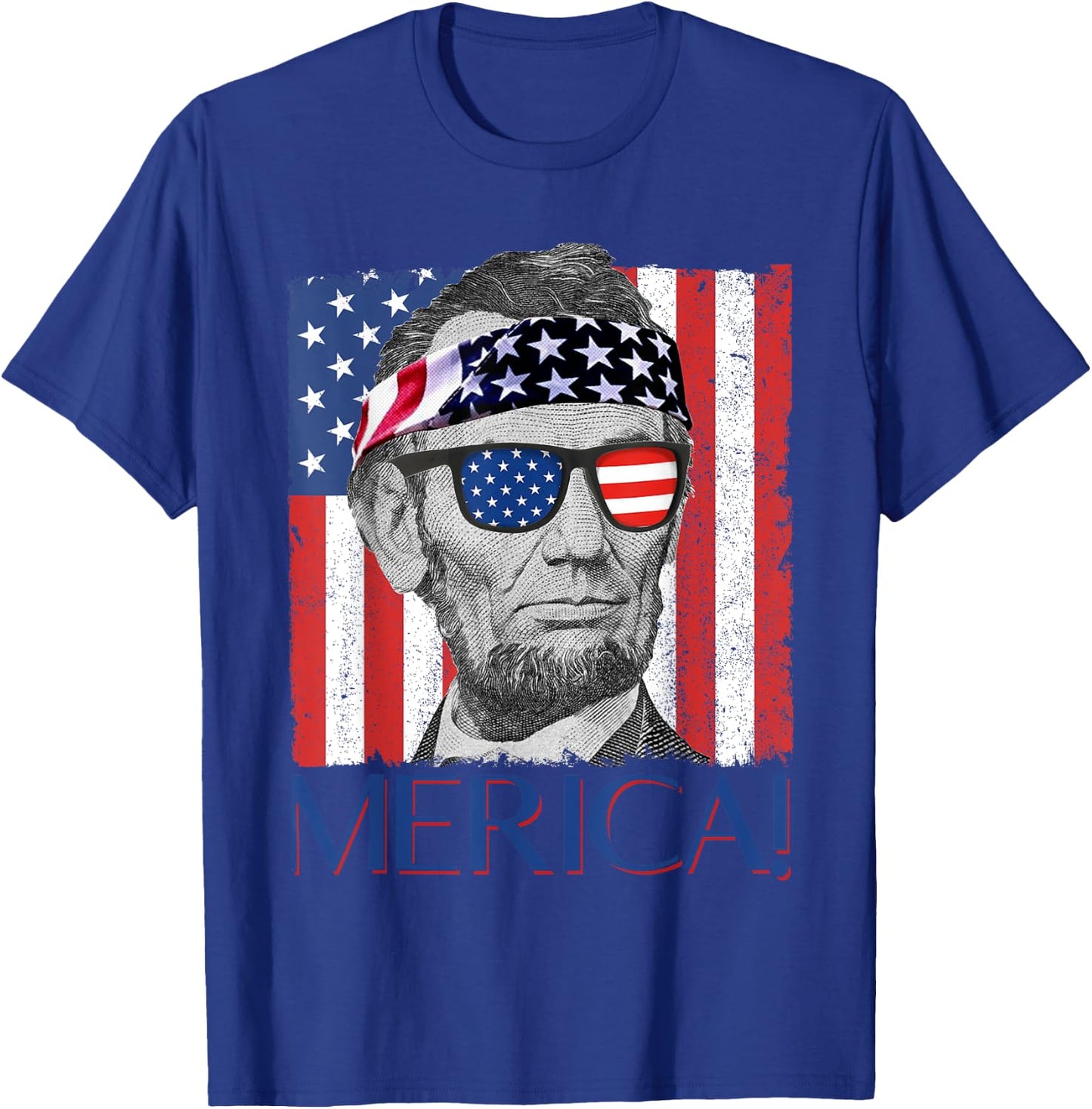Abraham Lincoln 'Merica Patriotic American Flag 4th of July Women Men T-Shirt - T-Shirt | Royal