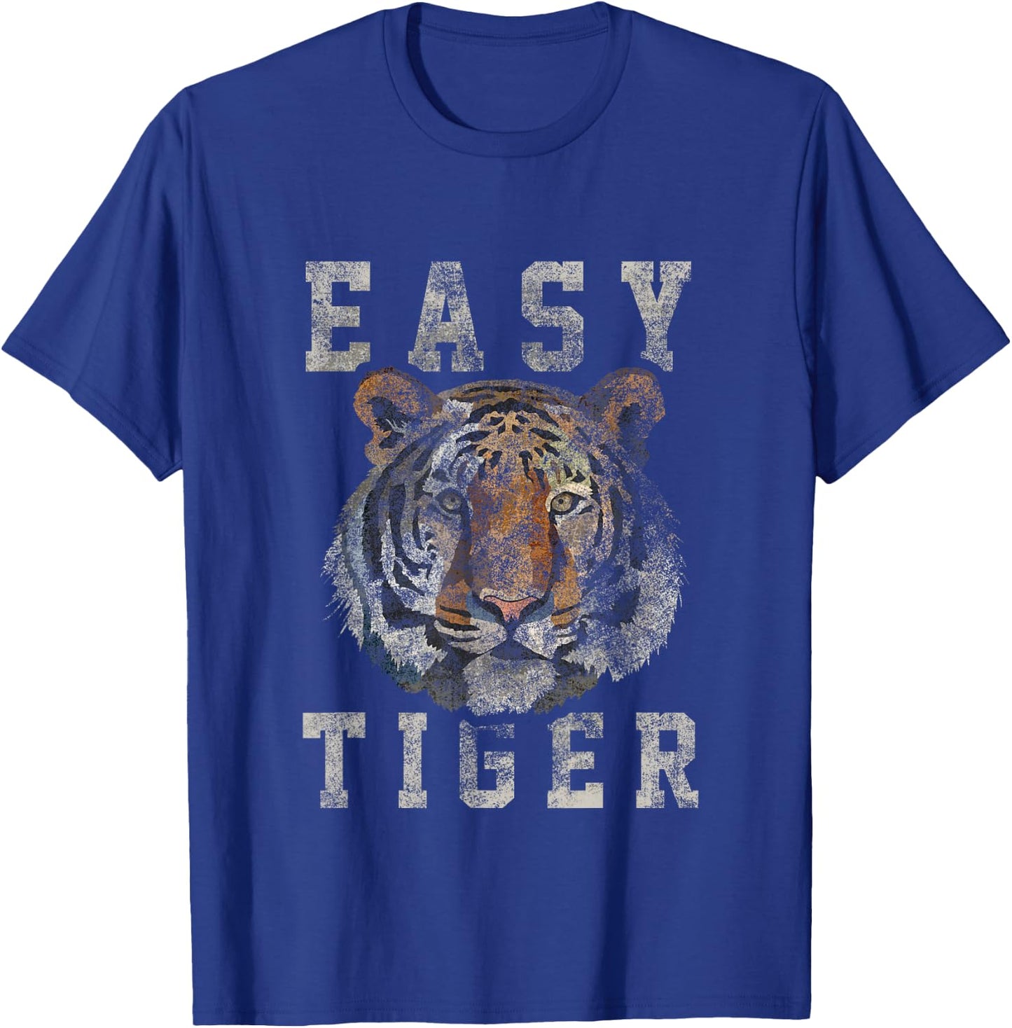 Easy Tiger Distressed Casual-Chic Graphic Small T-Shirt - T-Shirt | Royal