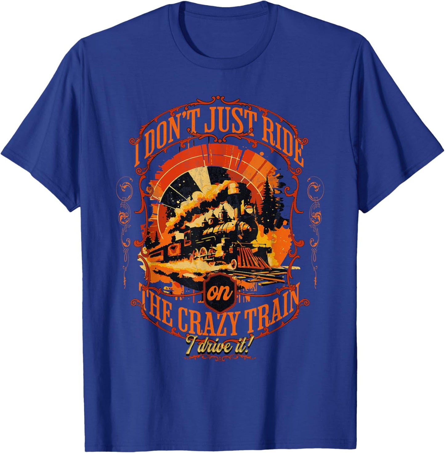 Crazy Train Conductor: Steering the Madness T-Shirt - T-Shirt | Royal