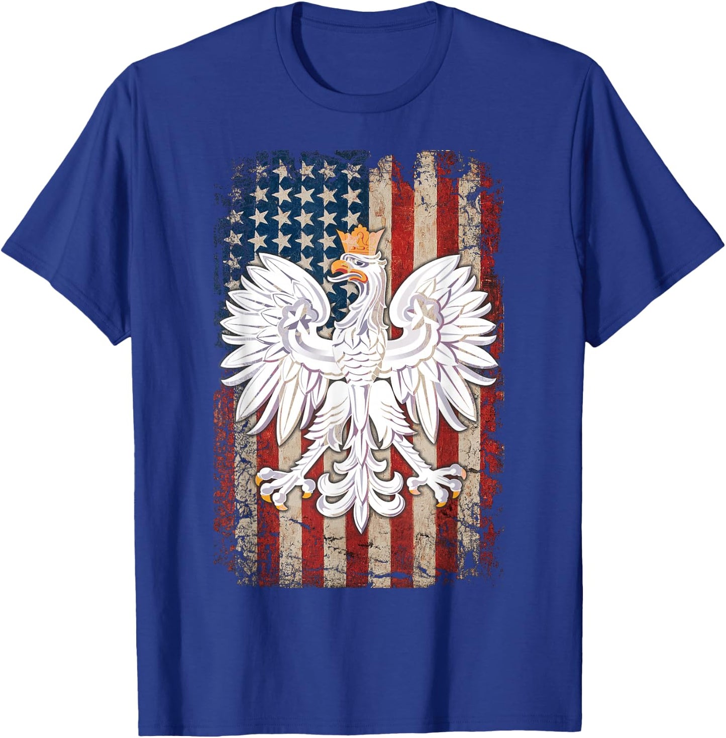 Polish Eagle American Flag Pride Poland T-Shirt - T-Shirt | Royal